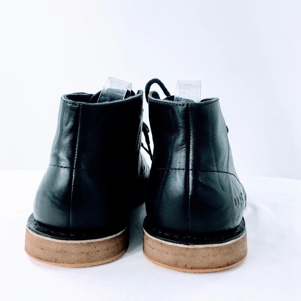 UGG Mens Chukka Boot Black Crinkled Leather Leighton Desert Shoe Crepe Sole 10.5 - Picture 8 of 13